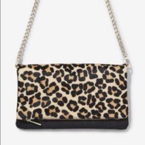 Express Leopard Fold-Over Convertible Clutch